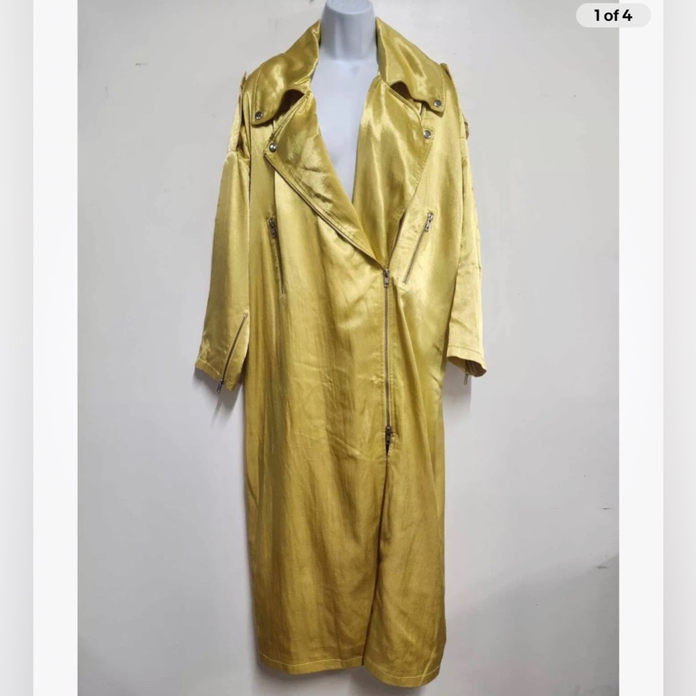 Brenda Knight For Free People Satin Citrus Yellow Trench Coat Size XS. H $428 - Picture 1 of 4